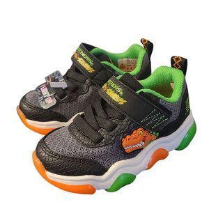 S Lights By Skechers Dinosaur Bolt 2.0 Sneakers Stretch Toddler Boy Size 7 New